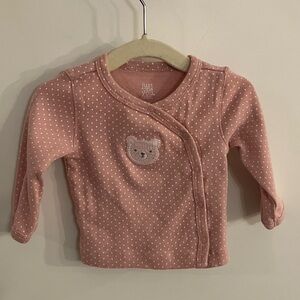 Carter's Polka Dot Pink Long Sleeve Tee with Bear Appliqué